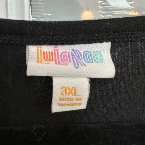 LuLaRoe Black Golden Metallic Shimmer 3/4 Sleeves Randy Baseball Tee Size 3X - Picture 7 of 9